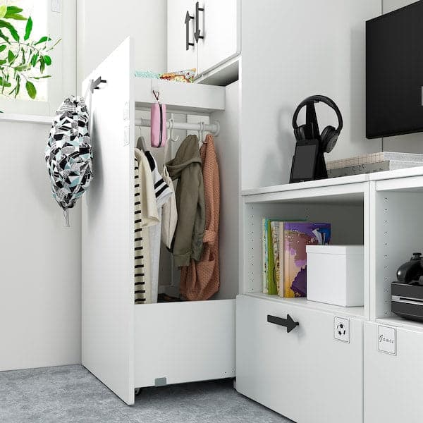 SMÅSTAD - Storage combination, white with frame/with pull-out