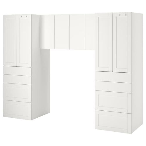 SMÅSTAD - Storage combination, white/with frame, 240x57x181 cm