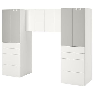 SMÅSTAD - Storage combination, white/grey, 240x57x181 cm - best price from Maltashopper.com 39431923