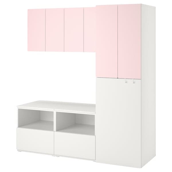 SMÅSTAD - Storage combination, white pale pink/with pull-out, 180x57x196 cm - best price from Maltashopper.com 59431955