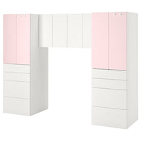 SMÅSTAD - Storage combination, white/pale pink, 240x57x181 cm - best price from Maltashopper.com 69431907