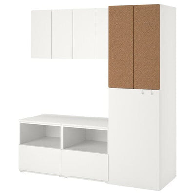 SMÅSTAD - Storage combination, white cork/with pull-out, 180x57x196 cm - best price from Maltashopper.com 99431944