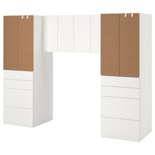 SMÅSTAD - Storage combination, white/cork, 240x57x181 cm