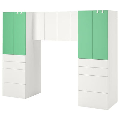 SMÅSTAD - Storage combination, white/green, 240x57x181 cm - best price from Maltashopper.com 29431914