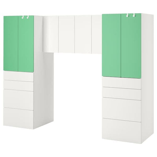 SMÅSTAD - Storage combination, white/green, 240x57x181 cm