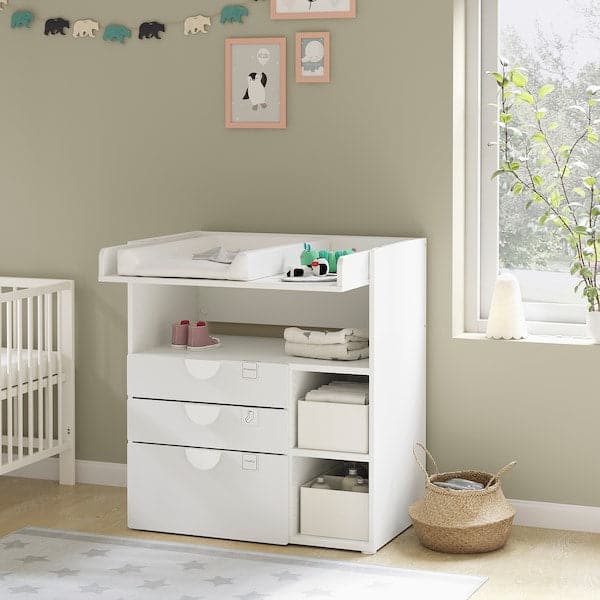 SMÅSTAD - Changing table, white white/with 3 drawers - Premium Furniture from Ikea - Just €249.99! Shop now at Maltashopper.com
