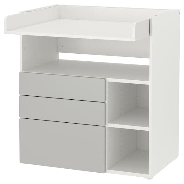 SMÅSTAD - Changing table, white grey/with 3 drawers, 90x79x100 cm