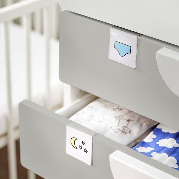 SMÅSTAD - Changing table, white grey/with 3 drawers, 90x79x100 cm - best price from Maltashopper.com 89392207