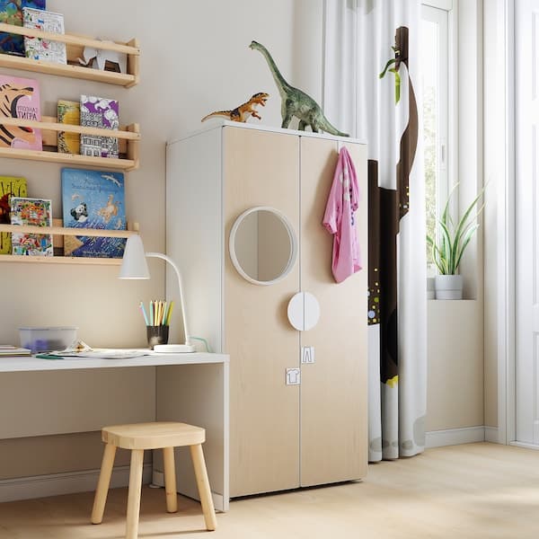 Ikea SMÅSTAD - Wardrobe, white/birch, 60x42x123 cm