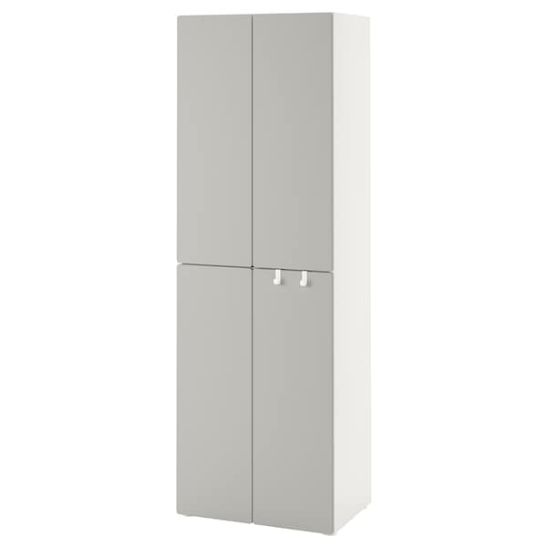 SMÅSTAD - Wardrobe, white grey/with 2 clothes rails, 60x42x181 cm - best price from Maltashopper.com 39390885