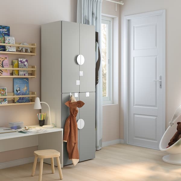 SMÅSTAD - Wardrobe, white grey/with 2 clothes rails, 60x42x181 cm - best price from Maltashopper.com 39390885