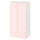 SMÅSTAD - Wardrobe, white/pale pink, 60x42x123 cm
