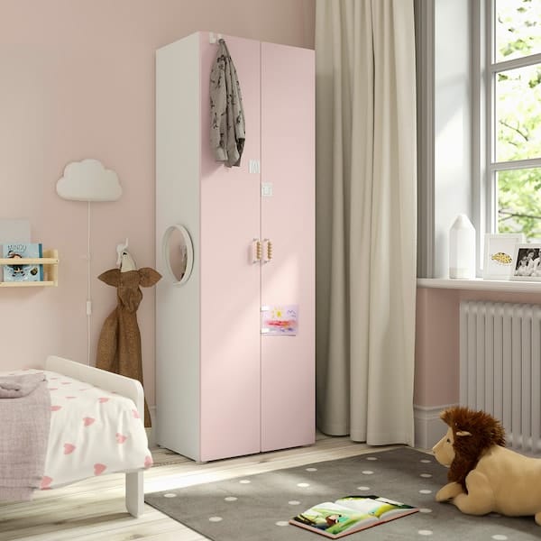 Ikea SMÅSTAD - Wardrobe, white/pale pink,60x42x181 cm