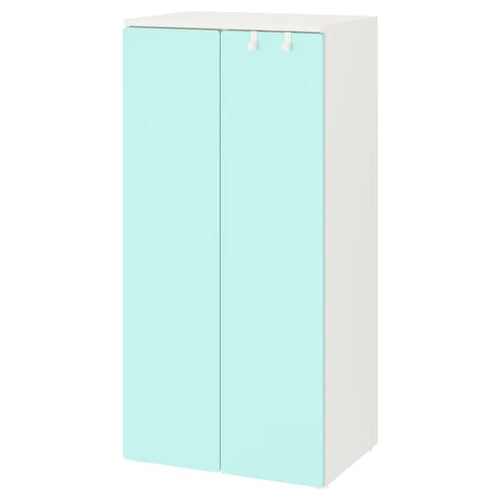 SMÅSTAD - Wardrobe, white/pale turquoise, 60x42x123 cm
