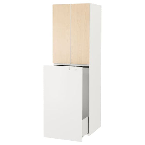SMÅSTAD - Wardrobe with pull-out unit, white birch/with clothing rod, 60x57x196 cm