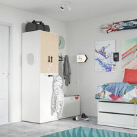 SMÅSTAD - Wardrobe with pull-out unit, white birch/with clothing rod, 60x57x196 cm - best price from Maltashopper.com 49431098