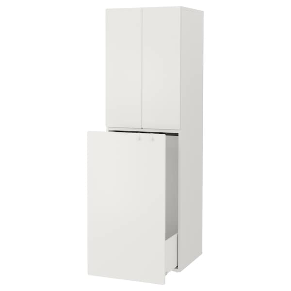 SMÅSTAD - Wardrobe with pull-out unit, white white/with clothing rod, 60x57x196 cm - best price from Maltashopper.com 89428329