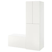 SMÅSTAD - Wardrobe with pull-out unit, white white/with storage bench, 150x57x196 cm - best price from Maltashopper.com 79483707