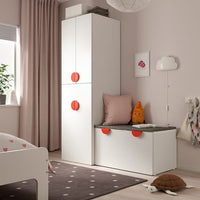 SMÅSTAD - Wardrobe with pull-out unit, white white/with storage bench, 150x57x196 cm - best price from Maltashopper.com 79483707