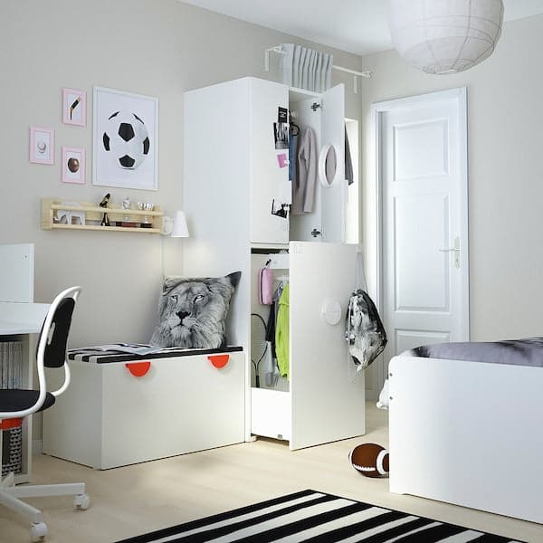 SMÅSTAD - Wardrobe with pull-out unit, white with frame/with clothing rod - Premium Armoires & Wardrobes from Ikea - Just €298.79! Shop now at Maltashopper.com