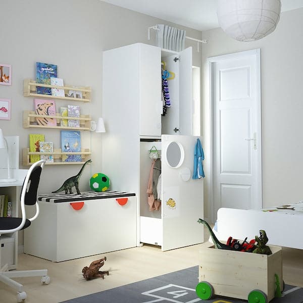 SMÅSTAD - Wardrobe with pull-out unit, white with frame/with clothing rod - Premium Armoires & Wardrobes from Ikea - Just €298.79! Shop now at Maltashopper.com