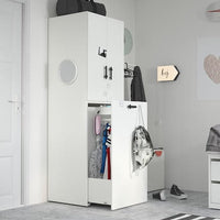 SMÅSTAD - Wardrobe with pull-out unit, white grey/with clothing rod, 60x57x196 cm - best price from Maltashopper.com 99431010