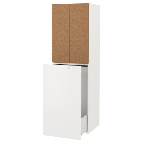 SMÅSTAD - Wardrobe with pull-out unit, white/cork with clothing rod, 60x57x196 cm