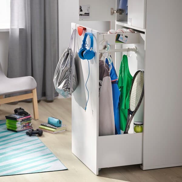 SMÅSTAD - Wardrobe with pull-out unit, white/cork with clothing rod, 60x57x196 cm - best price from Maltashopper.com 89428744