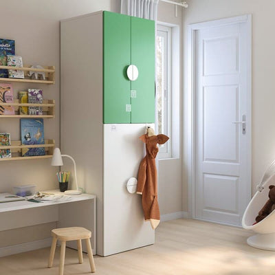 SMÅSTAD - Wardrobe with pull-out unit, white green/with clothing rod, 60x57x196 cm - best price from Maltashopper.com 79431006