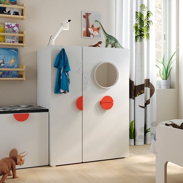 SMÅSTAD - Wardrobe with pull-out unit, white, 80x57x108 cm - best price from Maltashopper.com 19388416