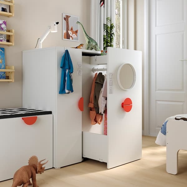 SMÅSTAD - Wardrobe with pull-out unit, white, 80x57x108 cm - best price from Maltashopper.com 19388416