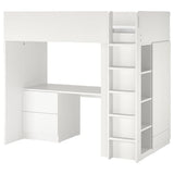 SMÅSTAD loft bed, white white/with desk with 3 drawers, 90x200 cm