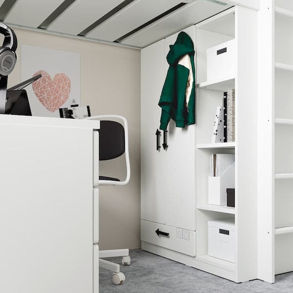 SMÅSTAD - Loft bed, white white/with desk with 3 drawers, 90x200 cm - best price from Maltashopper.com 59428873
