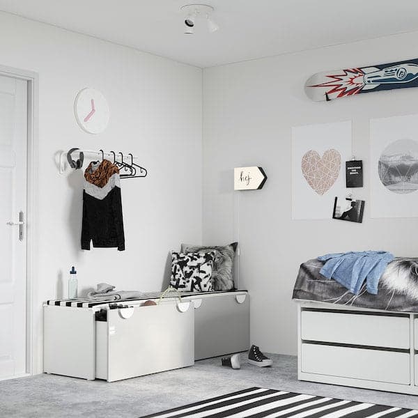 SMÅSTAD - Bench with toy storage, white/grey, 90x52x48 cm - best price from Maltashopper.com 89389158