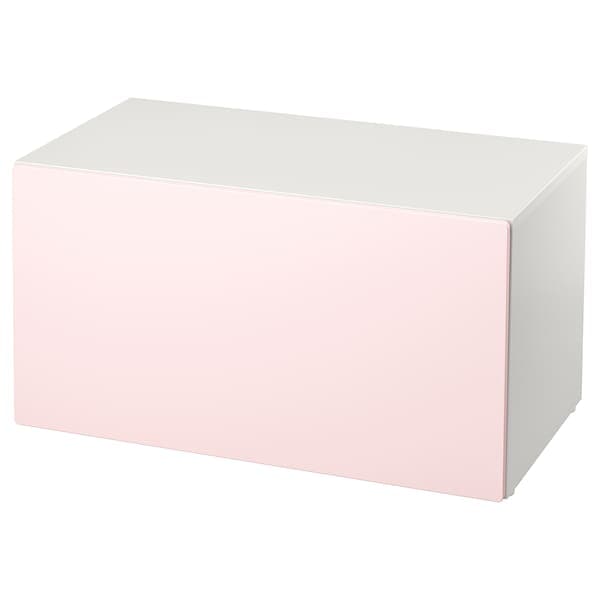 SMÅSTAD - Bench with toy storage, white/pale pink, 90x52x48 cm - best price from Maltashopper.com 29389156