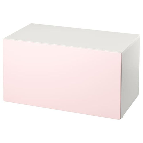 SMÅSTAD - Bench with toy storage, white/pale pink, 90x52x48 cm