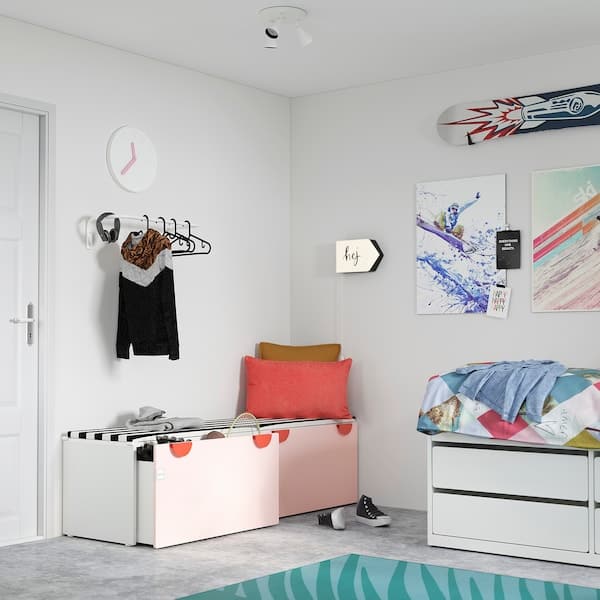 SMÅSTAD - Bench with toy storage, white/pale pink, 90x52x48 cm - best price from Maltashopper.com 29389156