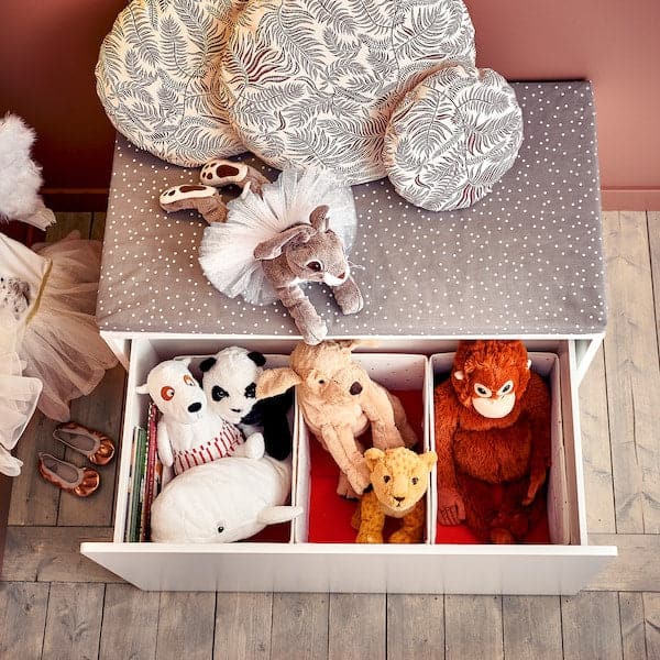 SMÅSTAD - Bench with toy storage, white/pale pink, 90x52x48 cm - best price from Maltashopper.com 29389156