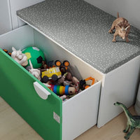 SMÅSTAD - Bench with toy storage, white/green, 90x52x48 cm - best price from Maltashopper.com 49389160