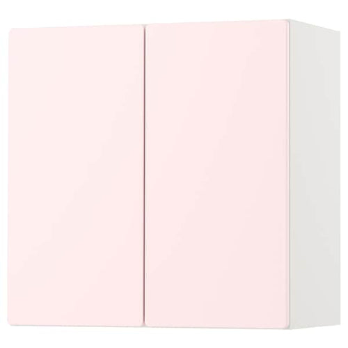 SMÅSTAD - Wall cabinet, white pale pink/with 1 shelf, 60x32x60 cm