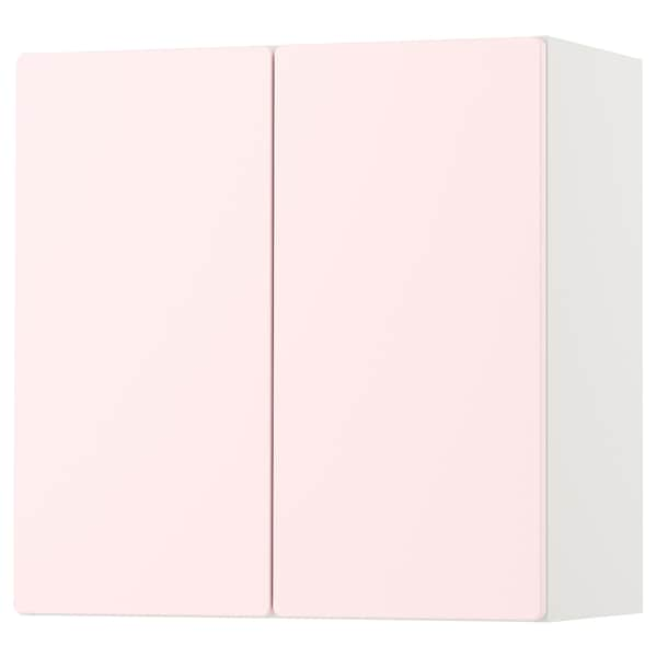 SMÅSTAD - Wall cabinet, white pale pink/with 1 shelf, 60x32x60 cm