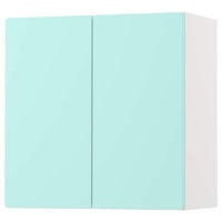 SMÅSTAD - Wall cabinet, white pale turquoise/with 1 shelf, 60x32x60 cm - best price from Maltashopper.com 09389906