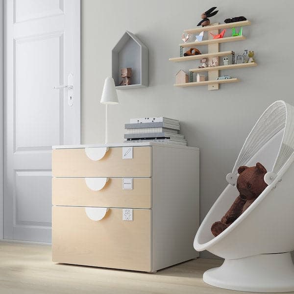 Ikea SMÅSTAD / PLATSA - Chest of 3 drawers, white/birch, 60x57x63 cm