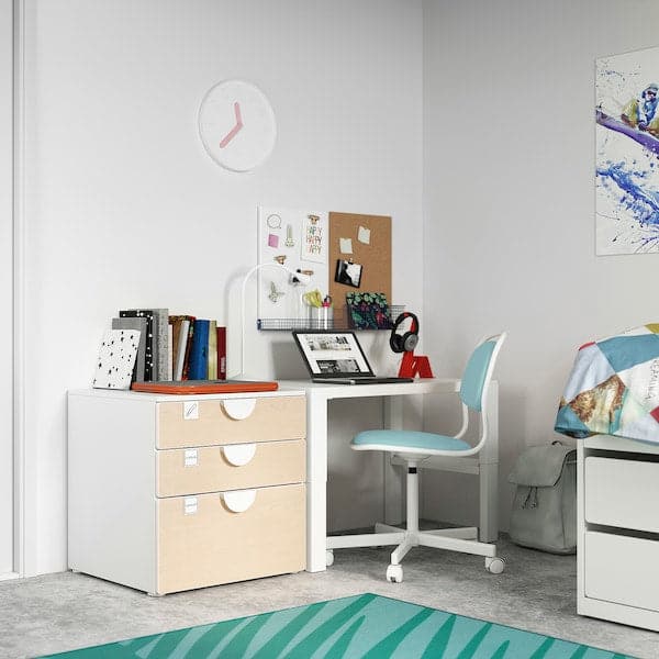 Ikea SMÅSTAD / PLATSA - Chest of 3 drawers, white/birch, 60x57x63 cm