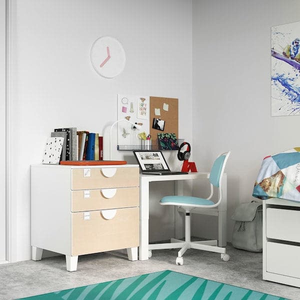 Ikea SMÅSTAD / PLATSA - Chest of 3 drawers, white/birch, 60x57x63 cm