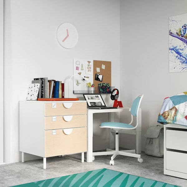 Ikea SMÅSTAD / PLATSA - Chest of 3 drawers, white/birch, 60x57x63 cm