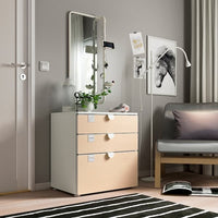 SMÅSTAD / PLATSA - Chest of 3 drawers, white/birch, 60x42x63 cm - best price from Maltashopper.com 89420192