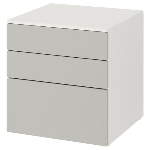 SMÅSTAD / PLATSA - Chest of 3 drawers, white/grey, 60x57x63 cm