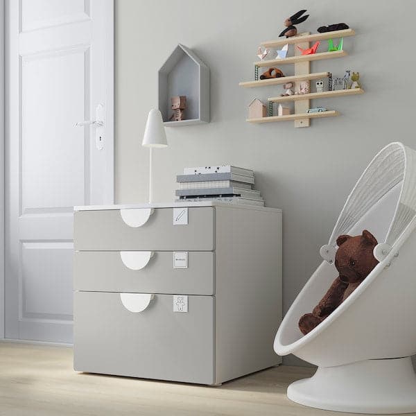 SMÅSTAD / PLATSA - Chest of 3 drawers, white/grey, 60x57x63 cm - best price from Maltashopper.com 19387563