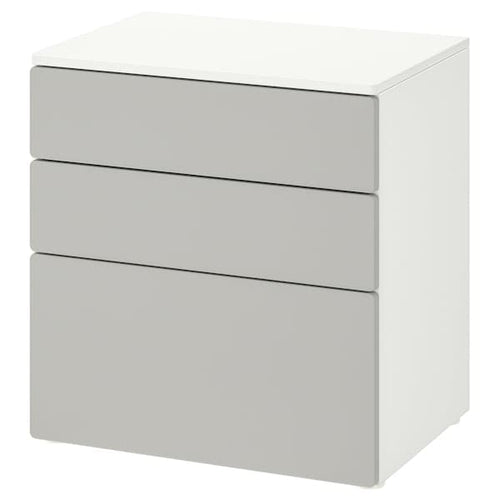 SMÅSTAD / PLATSA - Chest of 3 drawers, white/grey, 60x42x63 cm